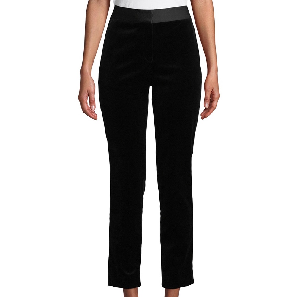 Theory women mid rise velvet‎ dress pants in navy blue pockets
